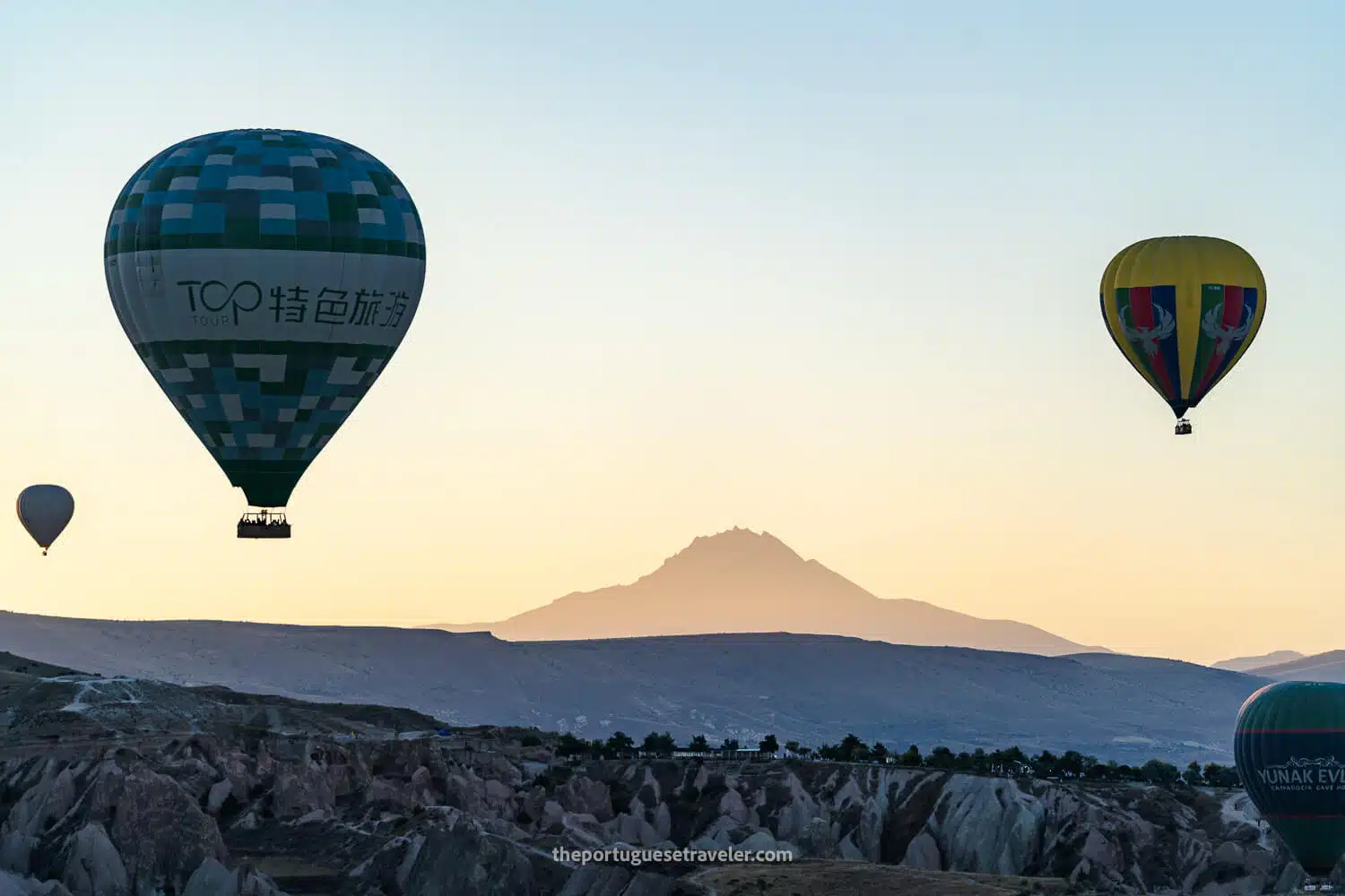 Mount Erciyes at the distance at the sunrise in Cappadocia