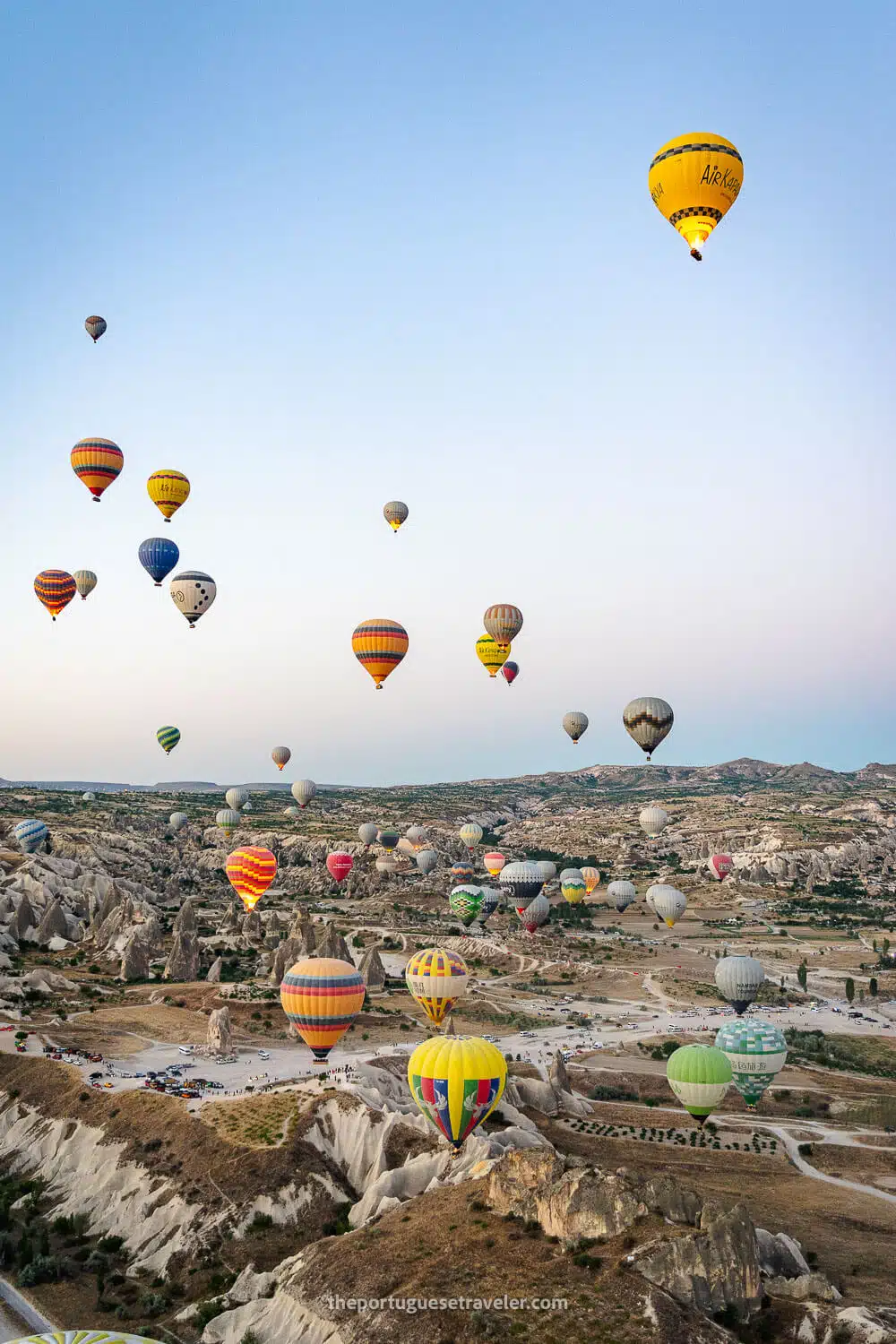 The balloon ballet at sunrise in Cappadocia