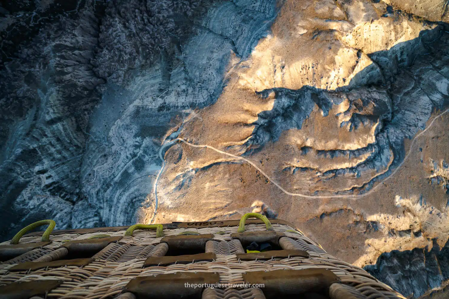 The basket and the view down from our balloon