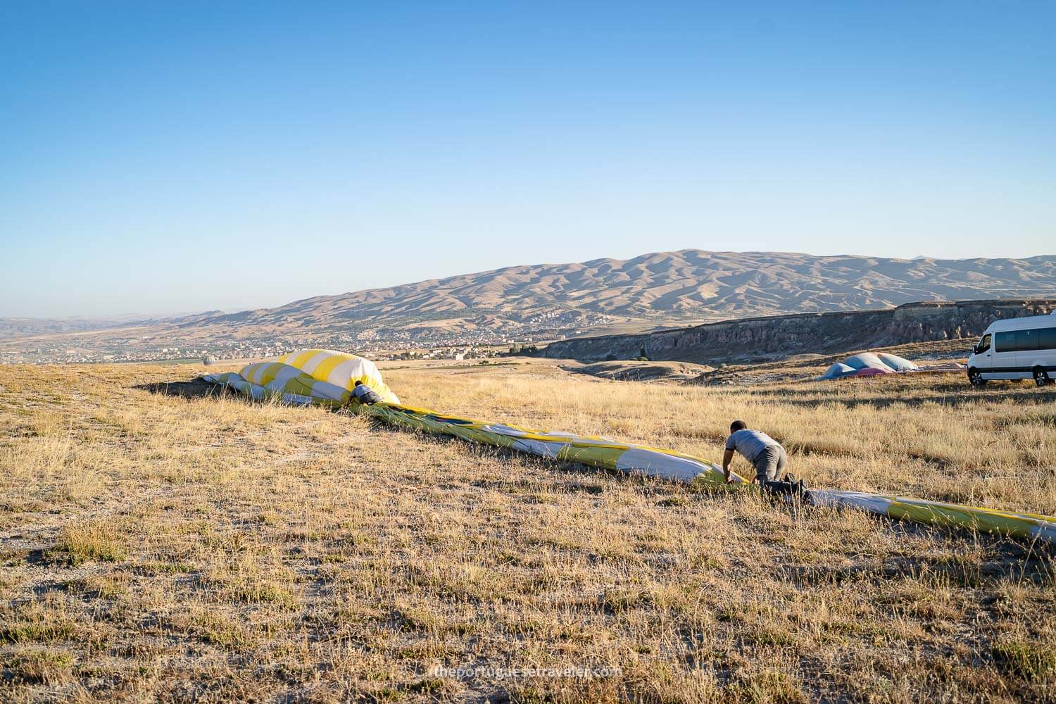 Deflating our balloon after landing