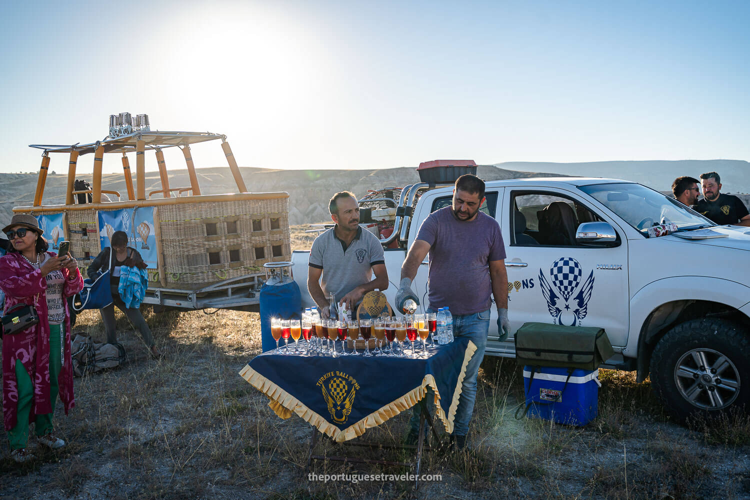 The guides pouring us our drinks