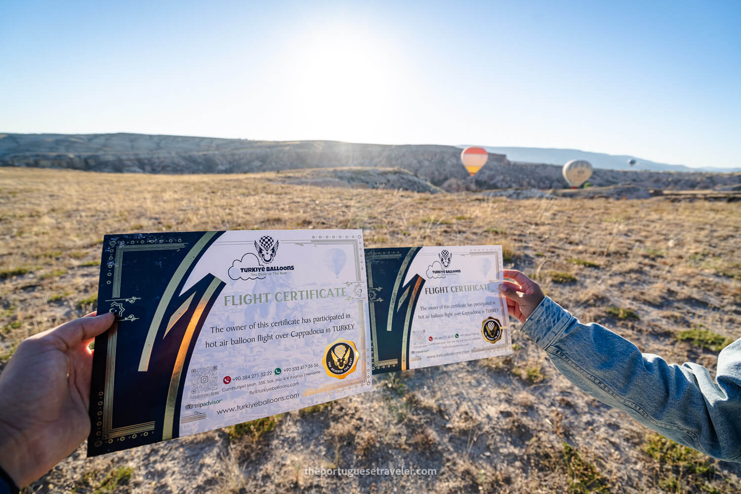 The flight certificates after the balloon ride