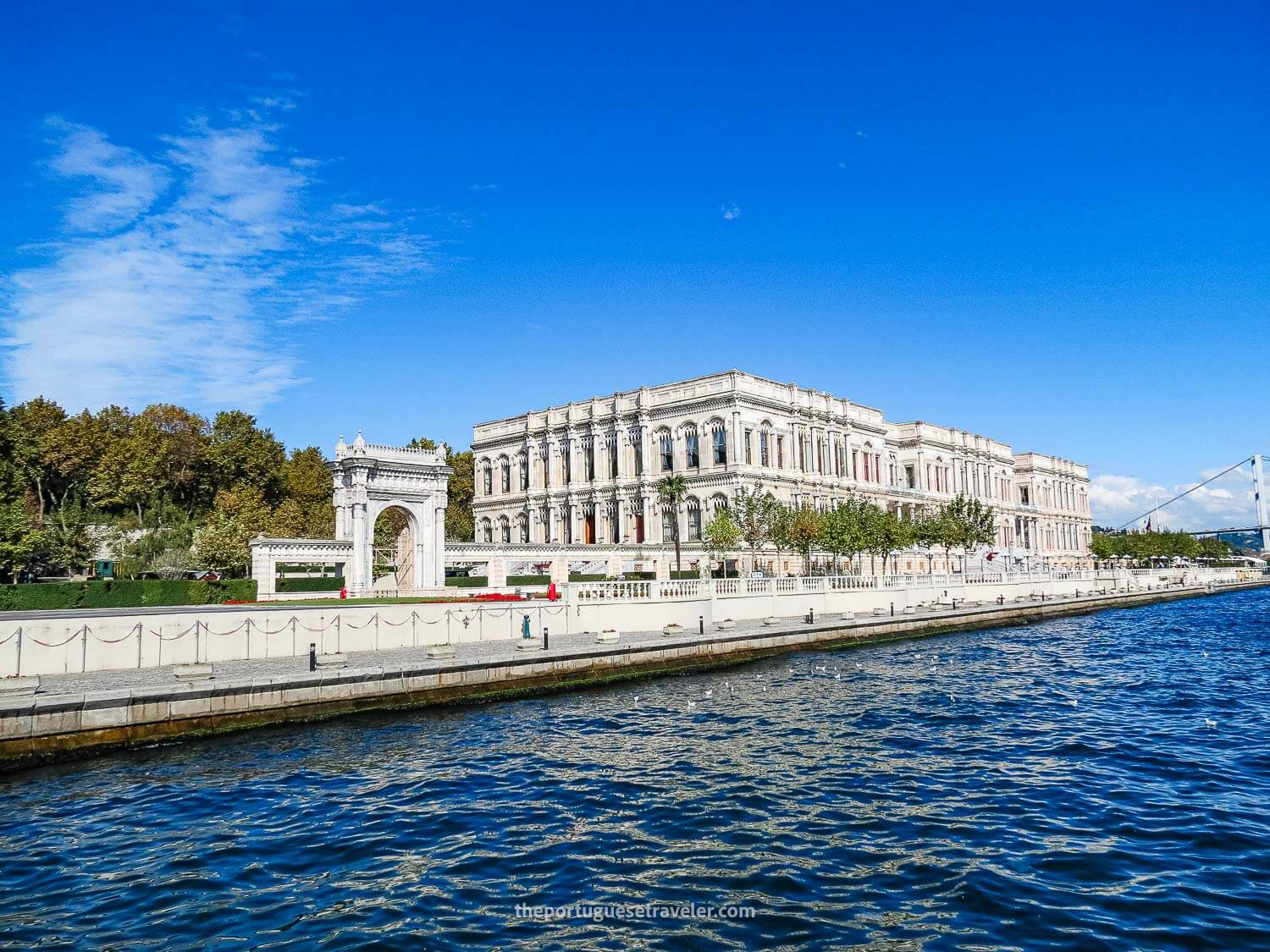 The Dolmabahçe Palace seen from the Bosphorus Cruise