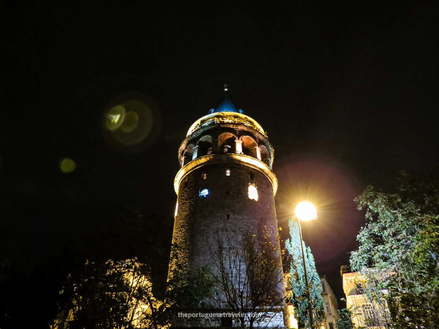 The Galata Tower at night