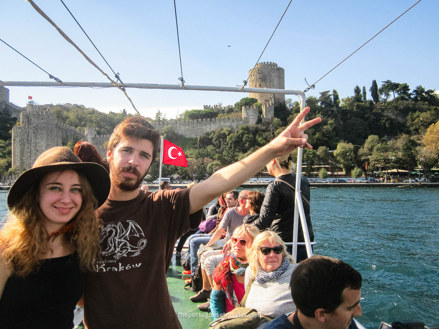 Kostas and Ece in the Bosphorus Cruise