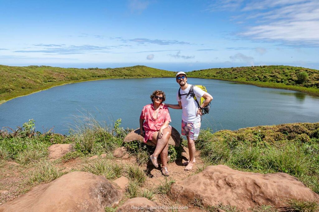 Me and my mother in El Junco Lagoon in San Cristobal, Galapagos - How many days to spend in the Galapagos