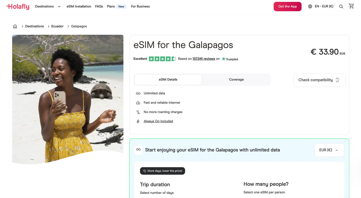 Esim for the Galapagos, Ecuador - Holafly provider